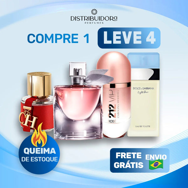 4 Perfumes Femininos TESTER (100ml) - 212 VIP Rosé |  La vi est belle | Light Blue | Carolina Herrera CH (7 Anos Distribuidora)