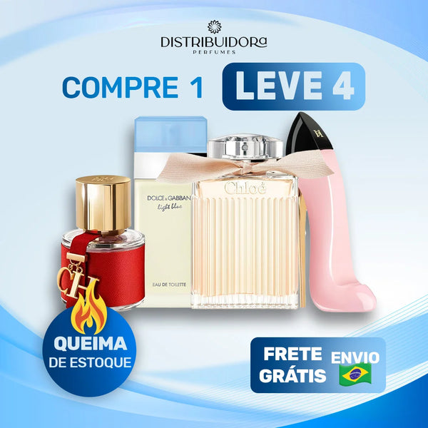 4 Perfumes Femininos (100ml) - Good Girl Blush | Chlóe | Light Blue | Carolina Herrera CH (7 Anos Distribuidora)