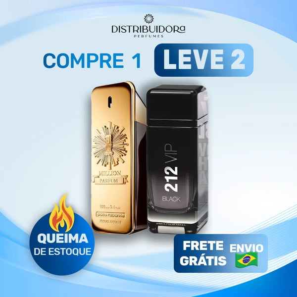 2 Perfumes Masculinos (100ml) - 1 Million | 212 VIP Black | (7 Anos Distribuidora)