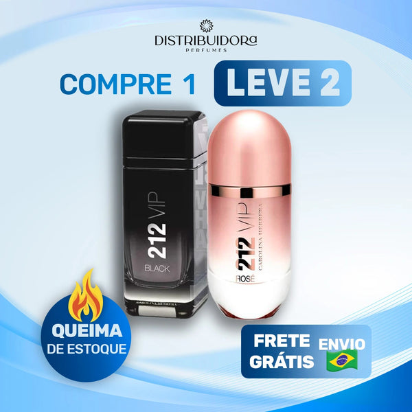 2 Perfumes Importados (100ml) -  212 VIP Rosé | 212 VIP Black (7 Anos Distribuidora)