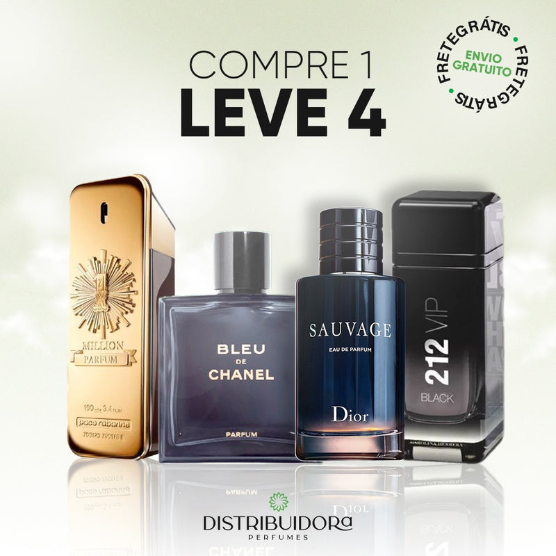 4 Perfumes Masculinos Importados (100ml) - 1 Million | 212 | Invictus | BLEU (5 Anos Armazém do Perfume)